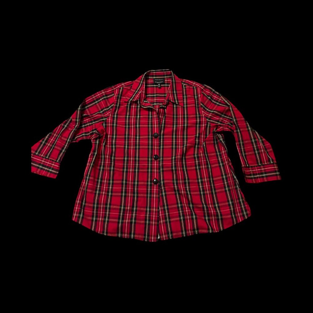 Womens Foxcroft plaid button down shirt with large buttons, plus size 18
